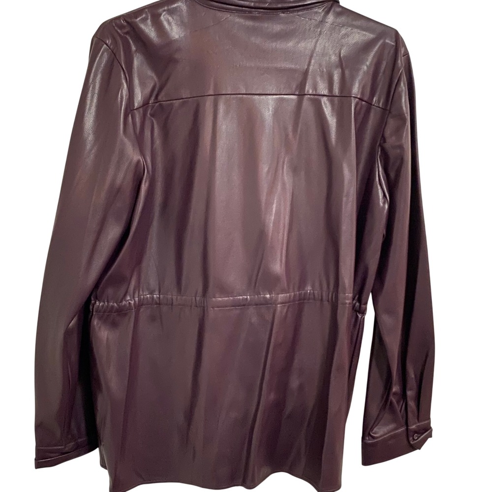 Edgy Calvin Klein Faux Leather Shirt Jacket Womens XL Purple Cinched Waist - Picture 6 of 6